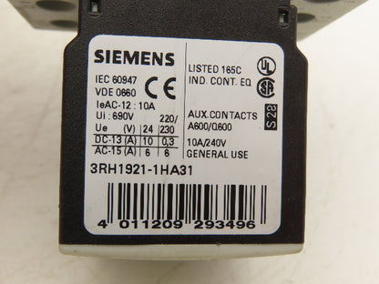 Siemens 3ZX1012-0RT02-1AA1 Motor Starter Contactor 20Hp 690V 120V Coil Lot Of 3