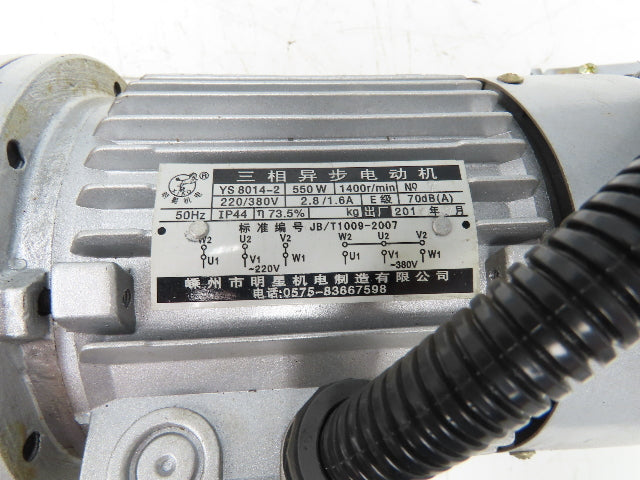 Shengzhou YS 8014-2 Inline Gearmotor 29:1 Ratio 550W 220/380V 3PH 50Hz WBX2