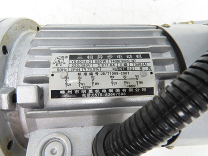 Shengzhou YS 8014-2 Inline Gearmotor 29:1 Ratio 550W 220/380V 3PH 50Hz WBX2
