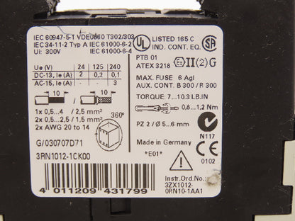 Siemens 3RN1012-1CK00 Simirel Thermistor Motor Protection Relay 24-240V
