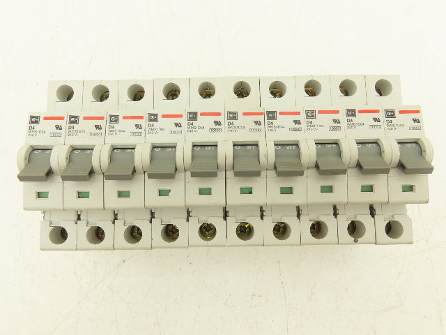 Cutler Hammer WMS1D04 Single Pole Circuit Breaker 4A 240V D-Curve Lot of 10