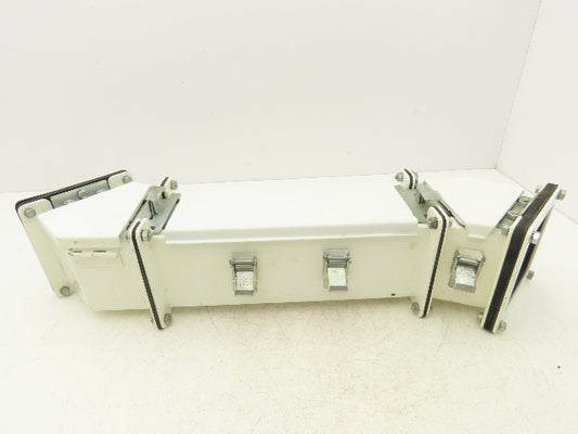 Hoffman F44L12 4"x 4"x 12" Lay In Hinged Cover Wireway with 45° Elbows F44LE45B