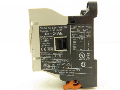 Eaton E111A09X3N Motor Starter Contactor 600V 9A 3 Pole 30 HP 24VDC Coil