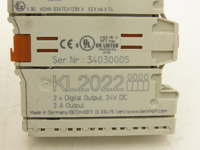 Beckhoff KL2022 2-Channel Relay Output Bus Terminal 230VAC/30VDC 2A Lot Of 9