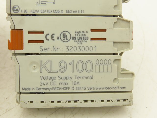 Beckhoff KL9100 2-Channel Relay Output Bus Terminal 24VDC 10A Lot Of 6