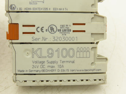 Beckhoff KL9100 2-Channel Relay Output Bus Terminal 24VDC 10A Lot Of 6