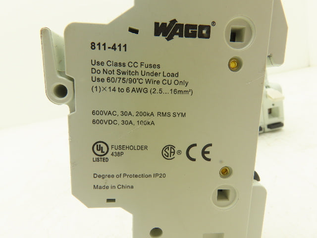 WAGO 811-411 Single Pole Fuse Holder for CC Fuses 30A 600VAC Lot of 10