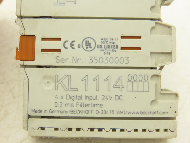 Beckhoff KL1114 2-Channel Relay Output Bus Terminal 24VDC Lot Of 9