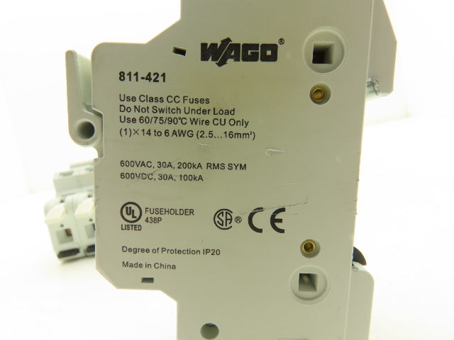 WAGO 811-421 Two Pole Fuse Holder for CC Fuses 30A 600VAC Lot of 12
