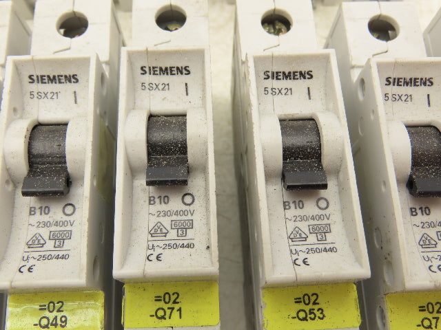 Siemens 5SX21 B10 Single-Pole 10A Miniature Circuit Breaker Lot of 14