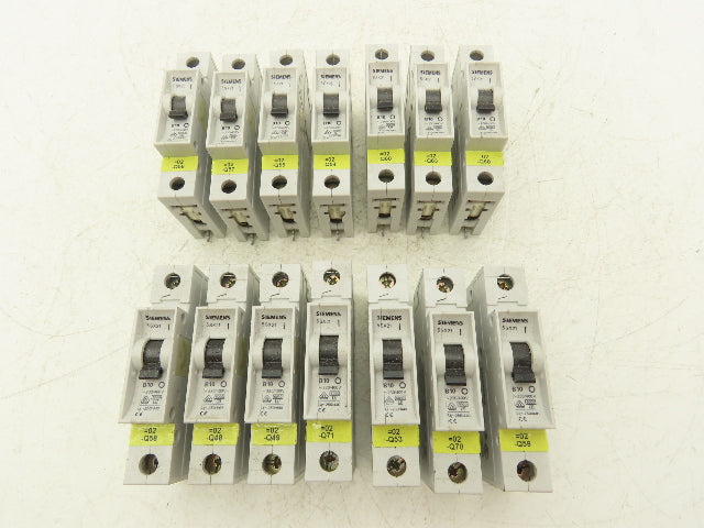 Siemens 5SX21 B10 Single-Pole 10A Miniature Circuit Breaker Lot of 14