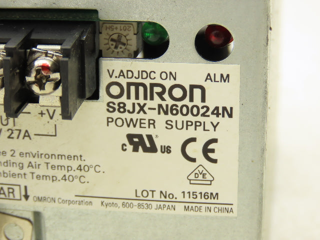 Omron S8JX-N60024N Power Supply Input 100-240 VAC 24 VDC Output 27A 50-60 Hz