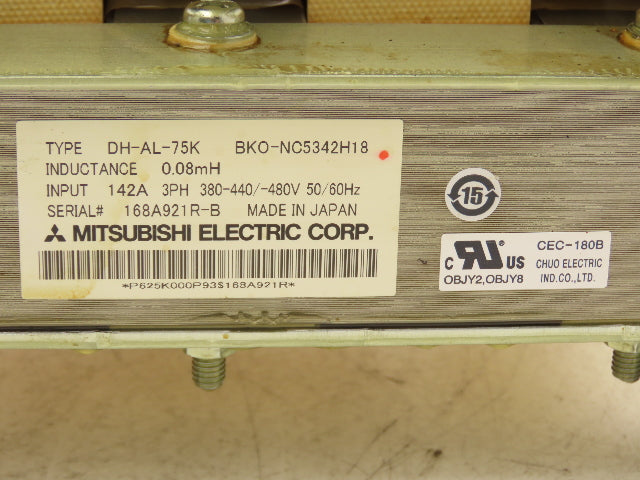 Mitsubishi Electric DH-AL-75K AC Reactor Unit 75kW In 380-480 VAC 3 Ph 50-60Hz