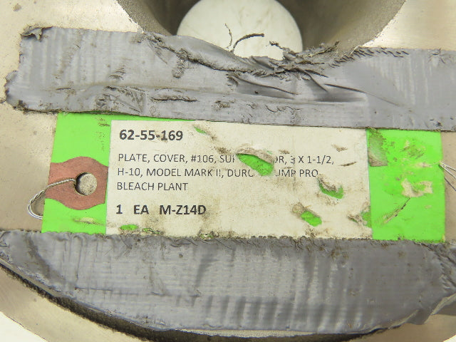 Durco Mark II H-10 Centrifugal Pump Rear Cover Plate 3" Stainless 11.87" OD