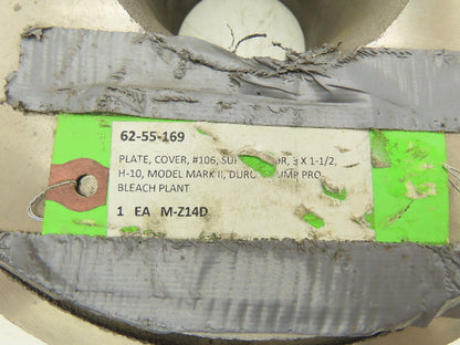 Durco Mark II H-10 Centrifugal Pump Rear Cover Plate 3" Stainless 11.87" OD