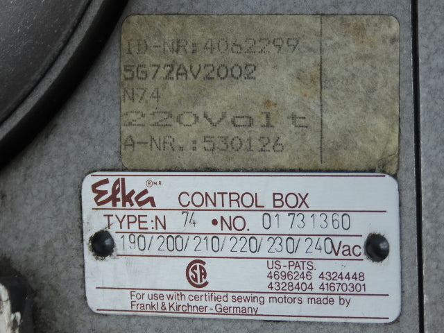 Efka VD554LU Clutch Motor & Controller N74 For Sewing Machine 240VAC