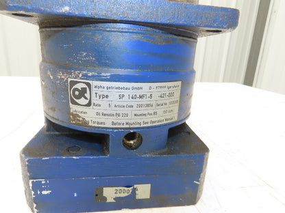 Wittenstein Alpha SP 140MF1-5-421-000 Planetary Servo Gearbox 5:1 Ratio Reducer