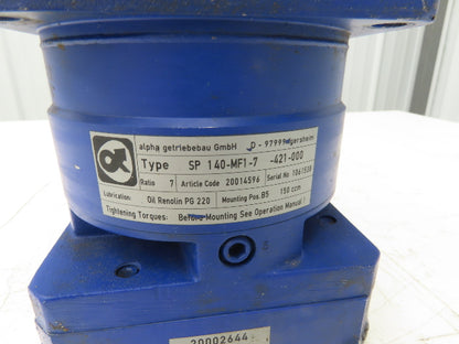 Wittenstein Alpha SP 140MF1-7-421-000 Planetary Servo Gearbox 7:1 Ratio Reducer