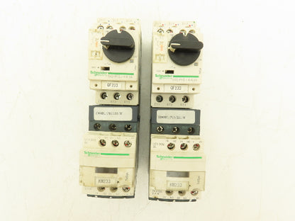 Schneider GV2-P10/4-6.3A Manual Motor Starter 5Hp Overload w Contactor Lot of 2