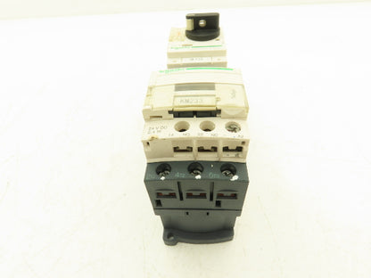 Schneider GV2-P10/4-6.3A Manual Motor Starter 5Hp Overload w Contactor Lot of 2