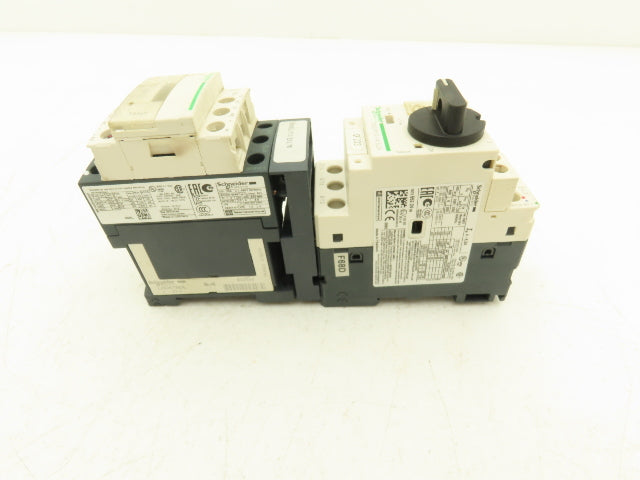 Schneider GV2-P10/4-6.3A Manual Motor Starter 5Hp Overload w Contactor Lot of 2