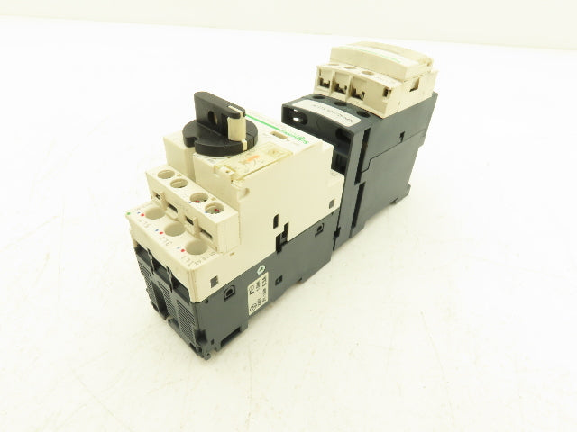 Schneider GV2-P10/4-6.3A Manual Motor Starter 5Hp Overload w Contactor Lot of 2