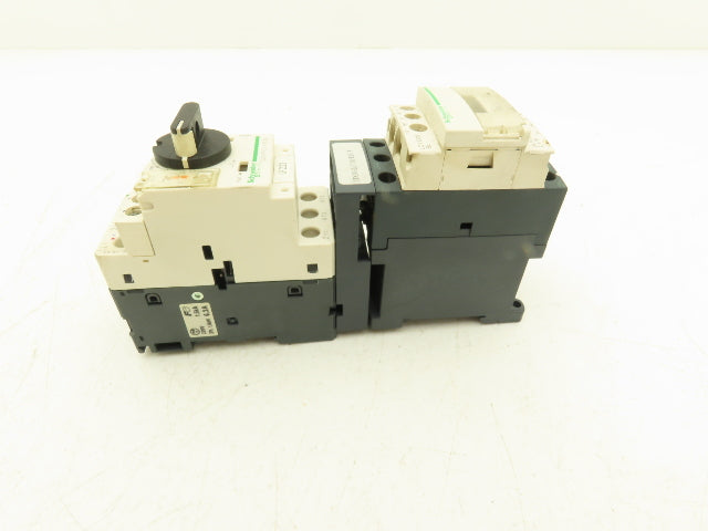Schneider GV2-P10/4-6.3A Manual Motor Starter 5Hp Overload w Contactor Lot of 2