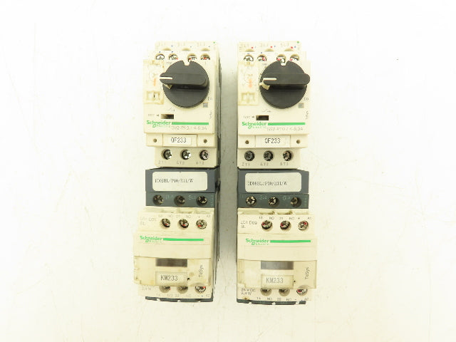 Schneider GV2-P10/4-6.3A Manual Motor Starter 5Hp Overload w Contactor Lot of 2