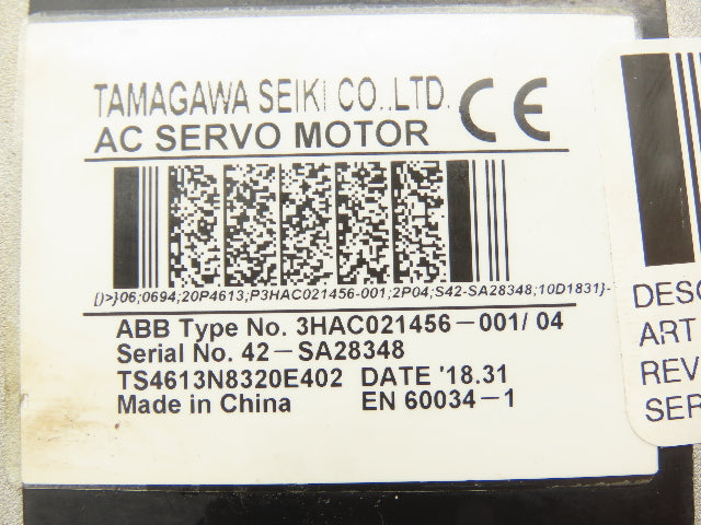 ABB 3HAC021456-001/04 AC Servo Motor 3PH Pinion Shaft Robotics