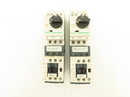 Schneider GV2-P10/4-6.3A Manual Motor Starter 5Hp Overload w Contactor Lot of 2