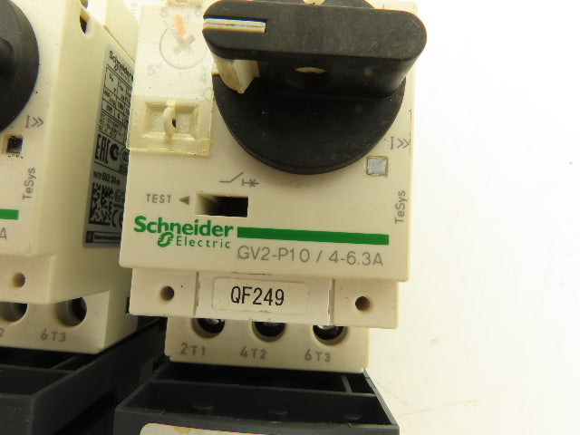 Schneider GV2-P10/4-6.3A Manual Motor Starter 5Hp Overload w Contactor Lot of 2