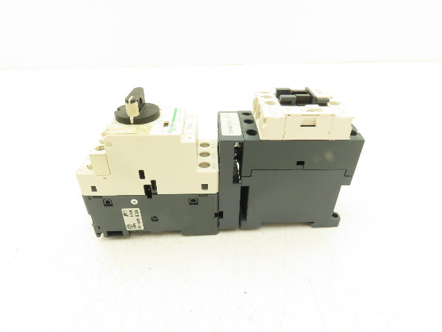 Schneider GV2-P10/4-6.3A Manual Motor Starter 5Hp Overload w Contactor Lot of 2
