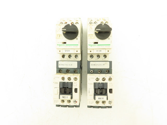 Schneider GV2-P10/4-6.3A Manual Motor Starter 5Hp Overload w Contactor Lot of 2