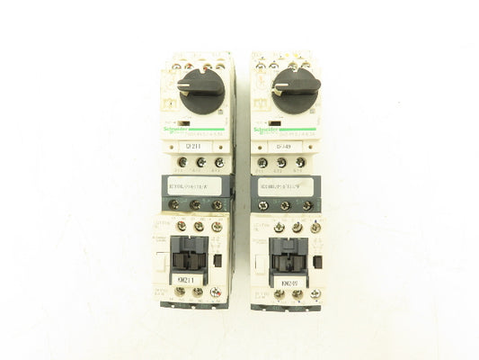 Schneider GV2-P10/4-6.3A Manual Motor Starter 5Hp Overload w Contactor Lot of 2