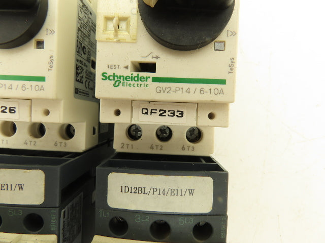 Schneider GV2-P14/4-6.3A Manual Motor Starter Overload w Contactor 3 Ph Lot of 2