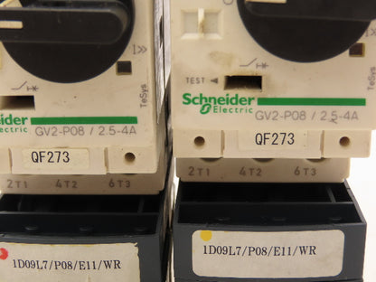 Schneider GV2-P08/2.5-4A Manual Motor Starter Overload w Contactor 3 Ph Lot of 2
