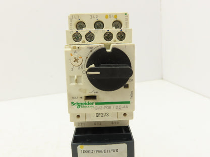 Schneider GV2-P08/2.5-4A Manual Motor Starter Overload w Contactor 3 Ph Lot of 2