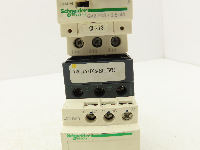 Schneider GV2-P08/2.5-4A Manual Motor Starter Overload w Contactor 3 Ph Lot of 2