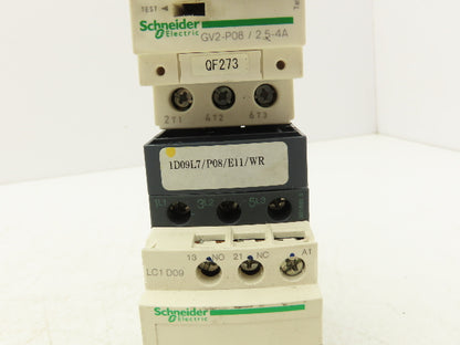 Schneider GV2-P08/2.5-4A Manual Motor Starter Overload w Contactor 3 Ph Lot of 2