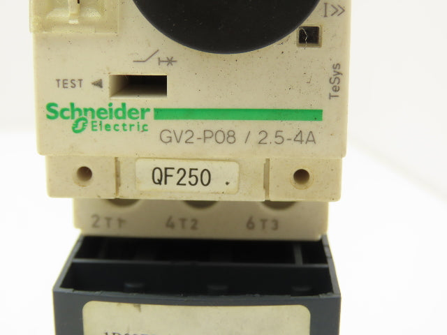 Schneider GV2-P08/2.5-4A Manual Motor Starter Overload w Contactor 3 Ph Lot of 3