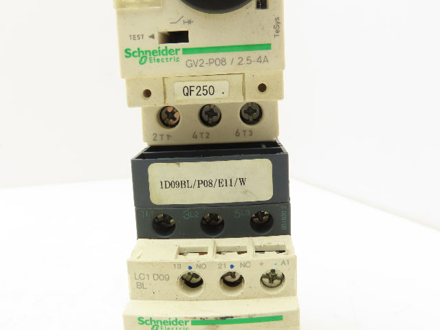 Schneider GV2-P08/2.5-4A Manual Motor Starter Overload w Contactor 3 Ph Lot of 3