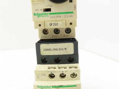 Schneider GV2-P08/2.5-4A Manual Motor Starter Overload w Contactor 3 Ph Lot of 3