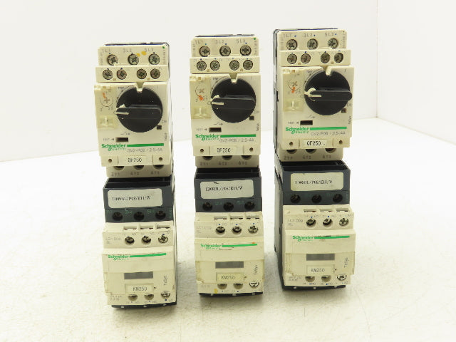 Schneider GV2-P08/2.5-4A Manual Motor Starter Overload w Contactor 3 Ph Lot of 3