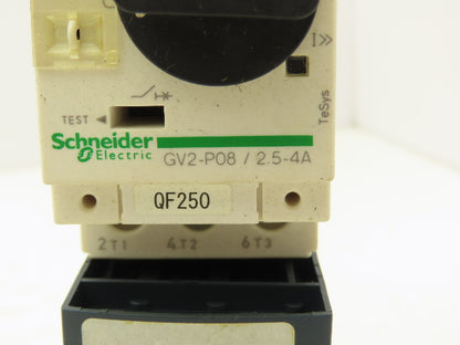 Schneider GV2-P08/2.5-4A Manual Motor Starter Overload w Contactor 3 Ph Lot of 2