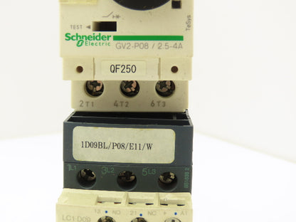 Schneider GV2-P08/2.5-4A Manual Motor Starter Overload w Contactor 3 Ph Lot of 2