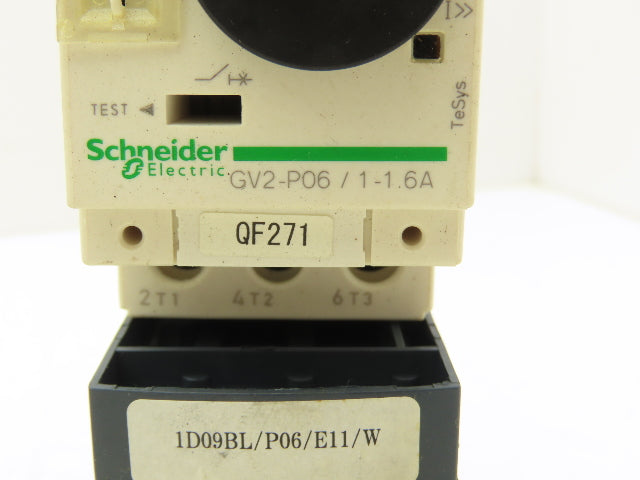 Schneider GV2-P06/1-1.6A Manual Motor Starter Overload w Contactor 3 Ph Lot of 2