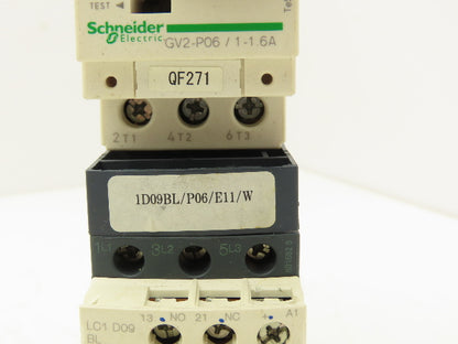 Schneider GV2-P06/1-1.6A Manual Motor Starter Overload w Contactor 3 Ph Lot of 2