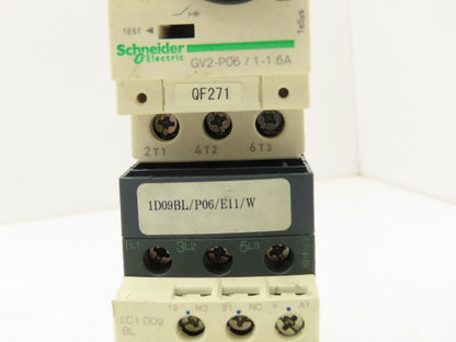 Schneider GV2-P06/1-1.6A Manual Motor Starter Overload w Contactor 3 Ph Lot of 3