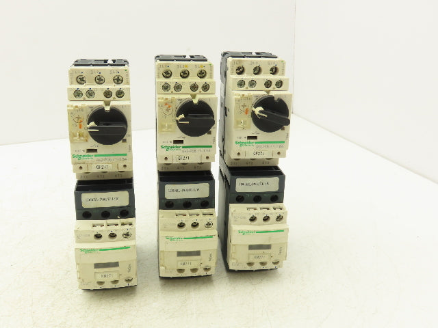 Schneider GV2-P06/1-1.6A Manual Motor Starter Overload w Contactor 3 Ph Lot of 3