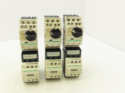 Schneider GV2-P06/1-1.6A Manual Motor Starter Overload w Contactor 3 Ph Lot of 3